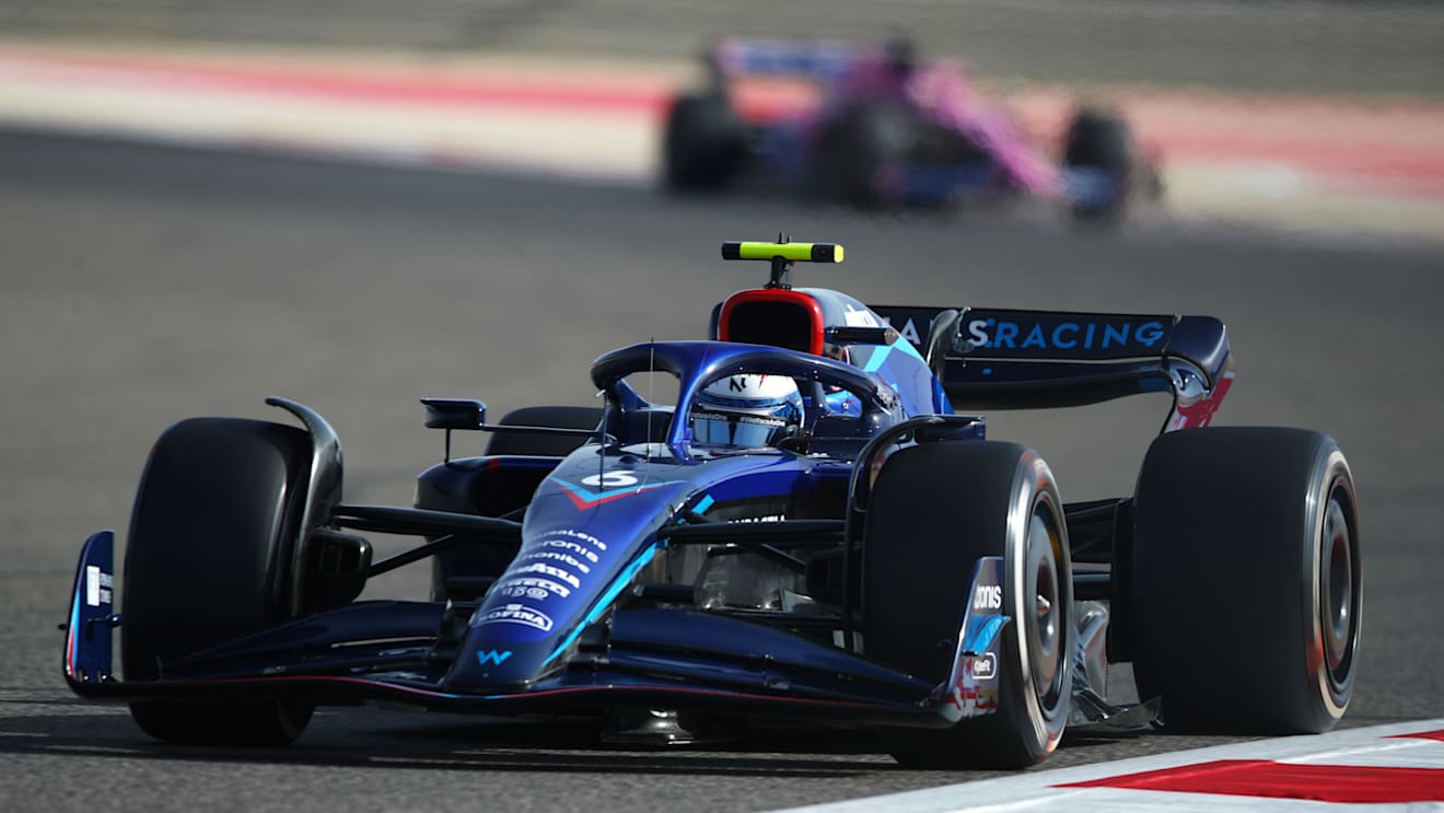 BAHRAIN, BAHRAIN - MARCH 18: Nicholas Latifi of Canada driving the (6) Williams FW44 Mercedes on track during practice ahead of the F1 Grand Prix of Bahrain at Bahrain International Circuit on March 18, 2022 in Bahrain, Bahrain. (Photo by Joe Portlock - Formula 1/Formula 1 via Getty Images)