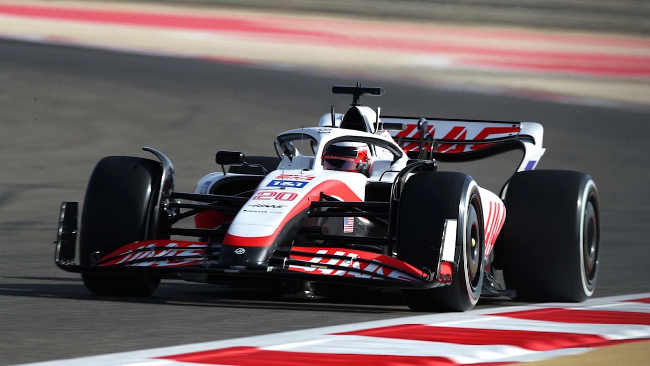 BAHRAIN, BAHRAIN - MARCH 18: Kevin Magnussen of Denmark driving the (20) Haas F1 VF-22 Ferrari on track during practice ahead of the F1 Grand Prix of Bahrain at Bahrain International Circuit on March 18, 2022 in Bahrain, Bahrain. (Photo by Joe Portlock - Formula 1/Formula 1 via Getty Images)
