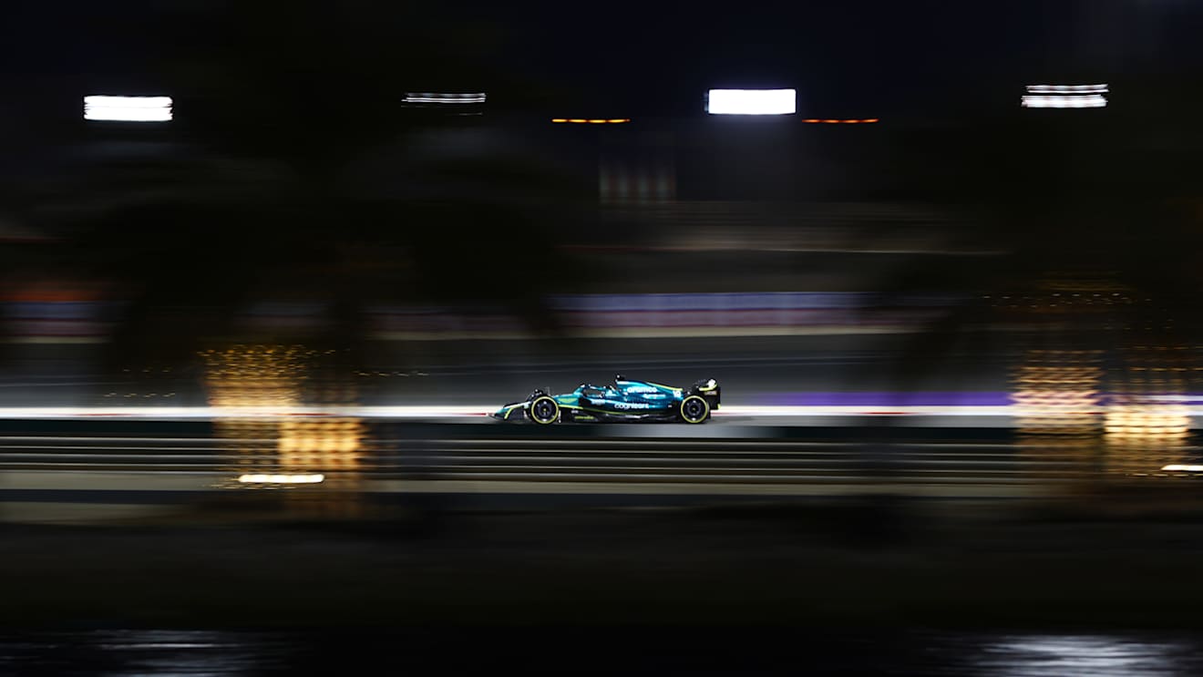 BAHRAIN, BAHRAIN - MARCH 18: Lance Stroll of Canada driving the (18) Aston Martin AMR22 Mercedes on track during practice ahead of the F1 Grand Prix of Bahrain at Bahrain International Circuit on March 18, 2022 in Bahrain, Bahrain. (Photo by Dan Istitene - Formula 1/Formula 1 via Getty Images)