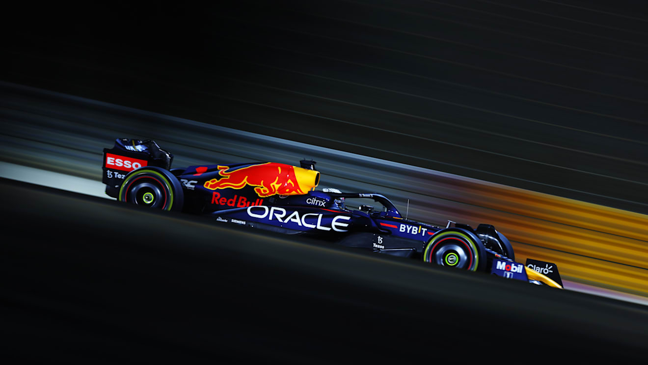 BAHRAIN, BAHRAIN - MARCH 18: Max Verstappen of the Netherlands driving the (1) Oracle Red Bull Racing RB18 on track during practice ahead of the F1 Grand Prix of Bahrain at Bahrain International Circuit on March 18, 2022 in Bahrain, Bahrain. (Photo by Lars Baron/Getty Images)