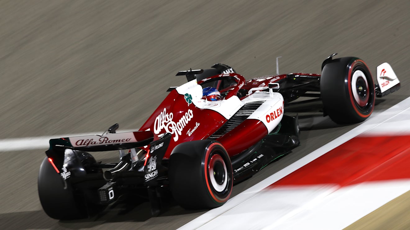 BAHRAIN, BAHRAIN - MARCH 18: Valtteri Bottas of Finland driving the (77) Alfa Romeo F1 C42 Ferrari on track during practice ahead of the F1 Grand Prix of Bahrain at Bahrain International Circuit on March 18, 2022 in Bahrain, Bahrain. (Photo by Joe Portlock - Formula 1/Formula 1 via Getty Images)