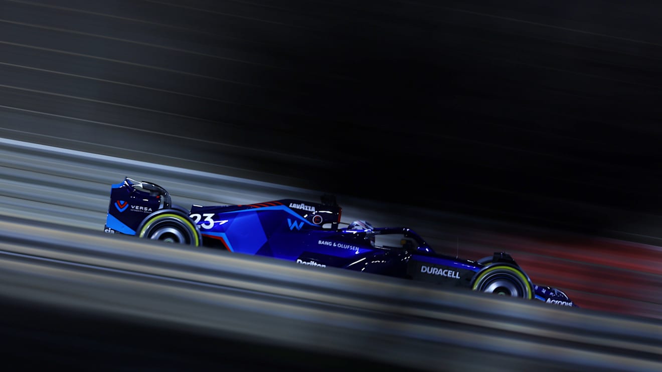 BAHRAIN, BAHRAIN - MARCH 18: Alexander Albon of Thailand driving the (23) Williams FW44 Mercedes on track during practice ahead of the F1 Grand Prix of Bahrain at Bahrain International Circuit on March 18, 2022 in Bahrain, Bahrain. (Photo by Lars Baron/Getty Images)