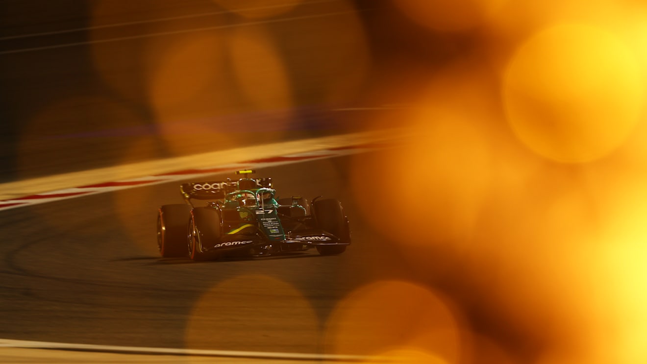 BAHRAIN, BAHRAIN - MARCH 18: Nico Hulkenberg of Germany driving the (27) Aston Martin AMR22 Mercedes on track during practice ahead of the F1 Grand Prix of Bahrain at Bahrain International Circuit on March 18, 2022 in Bahrain, Bahrain. (Photo by Lars Baron/Getty Images)