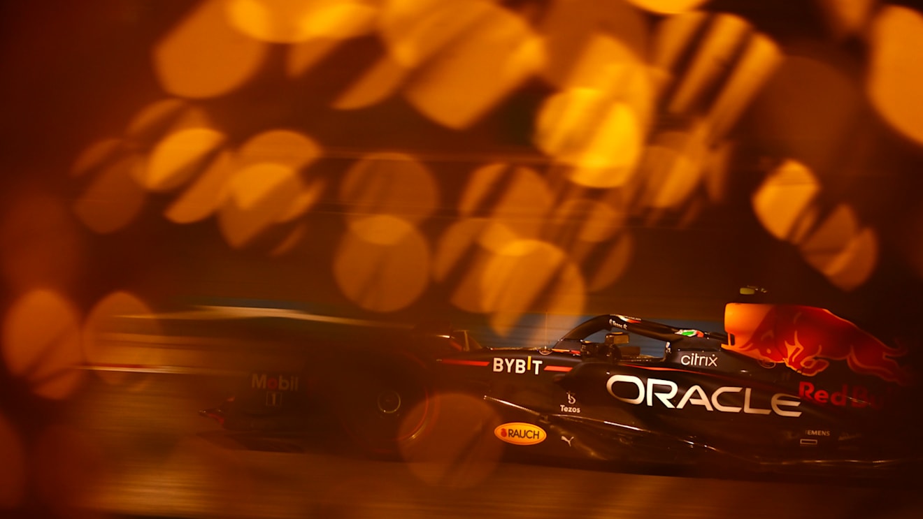 BAHRAIN, BAHRAIN - MARCH 18: Sergio Perez of Mexico driving the (11) Oracle Red Bull Racing RB18 on track during practice ahead of the F1 Grand Prix of Bahrain at Bahrain International Circuit on March 18, 2022 in Bahrain, Bahrain. (Photo by Clive Mason/Getty Images)