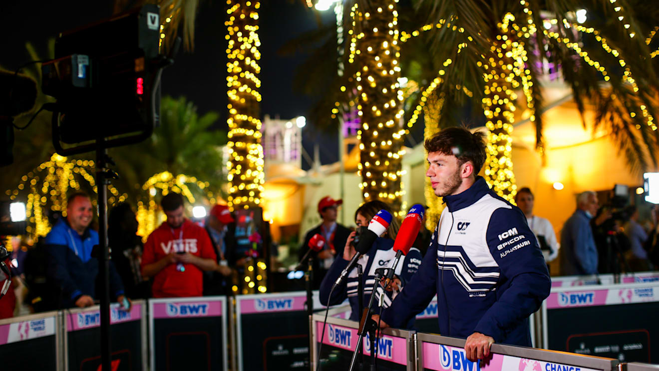 BAHRAIN, BAHRAIN - MARCH 19: Pierre Gasly of Scuderia AlphaTauri and France  during qualifying ahead of the F1 Grand Prix of Bahrain at Bahrain International Circuit on March 19, 2022 in Bahrain, Bahrain. (Photo by Peter Fox/Getty Images)