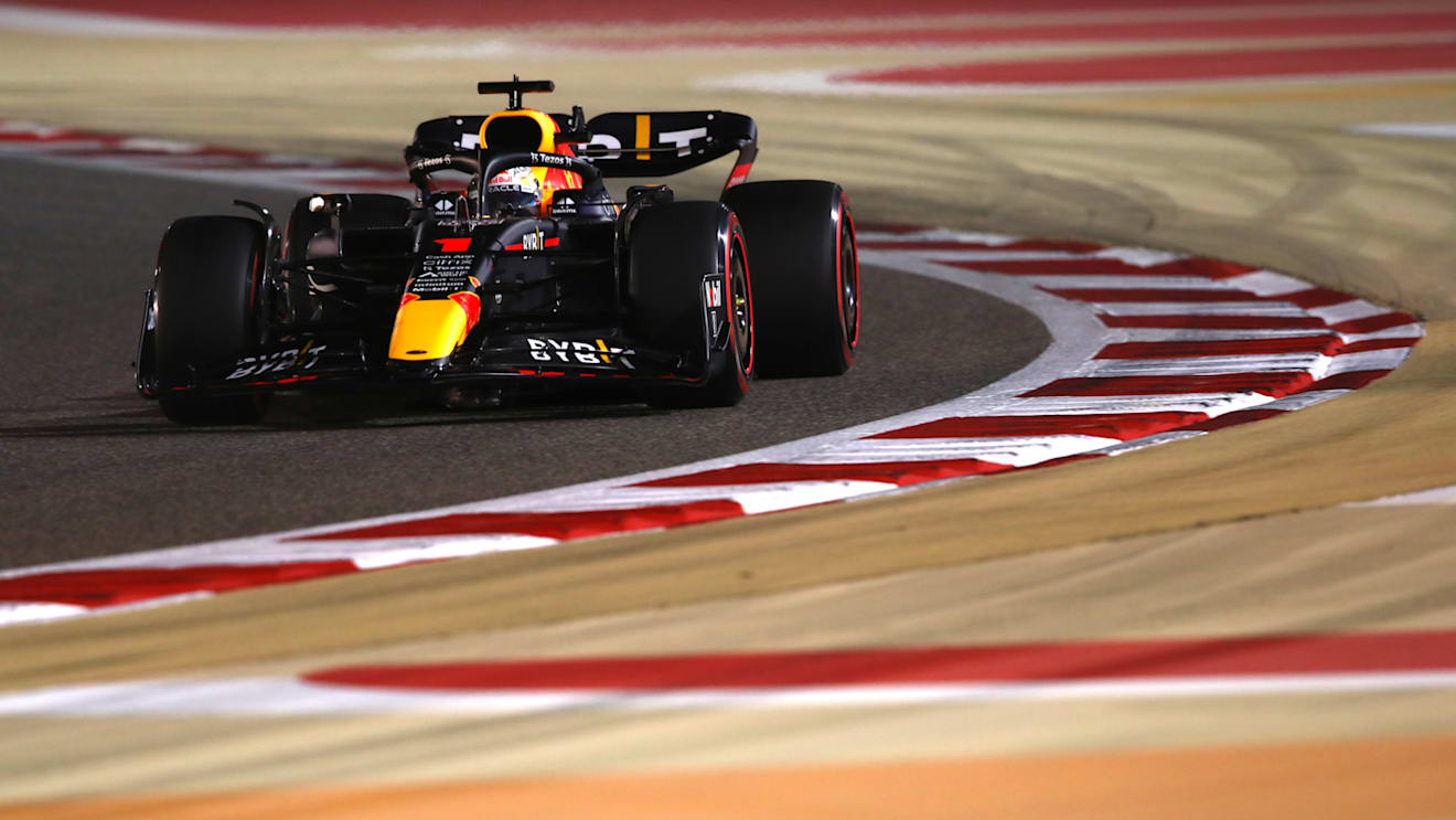 BAHRAIN, BAHRAIN - MARCH 19: Max Verstappen of the Netherlands driving the (1) Oracle Red Bull Racing RB18 on track during qualifying ahead of the F1 Grand Prix of Bahrain at Bahrain International Circuit on March 19, 2022 in Bahrain, Bahrain. (Photo by Joe Portlock - Formula 1/Formula 1 via Getty Images)