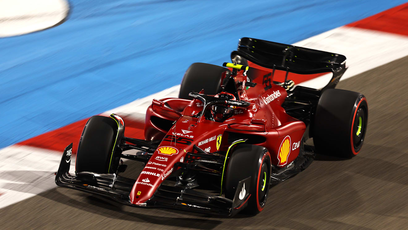BAHRAIN, BAHRAIN - MARCH 19: Carlos Sainz of Spain driving (55) the Ferrari F1-75 on track during qualifying ahead of the F1 Grand Prix of Bahrain at Bahrain International Circuit on March 19, 2022 in Bahrain, Bahrain. (Photo by Lars Baron/Getty Images)