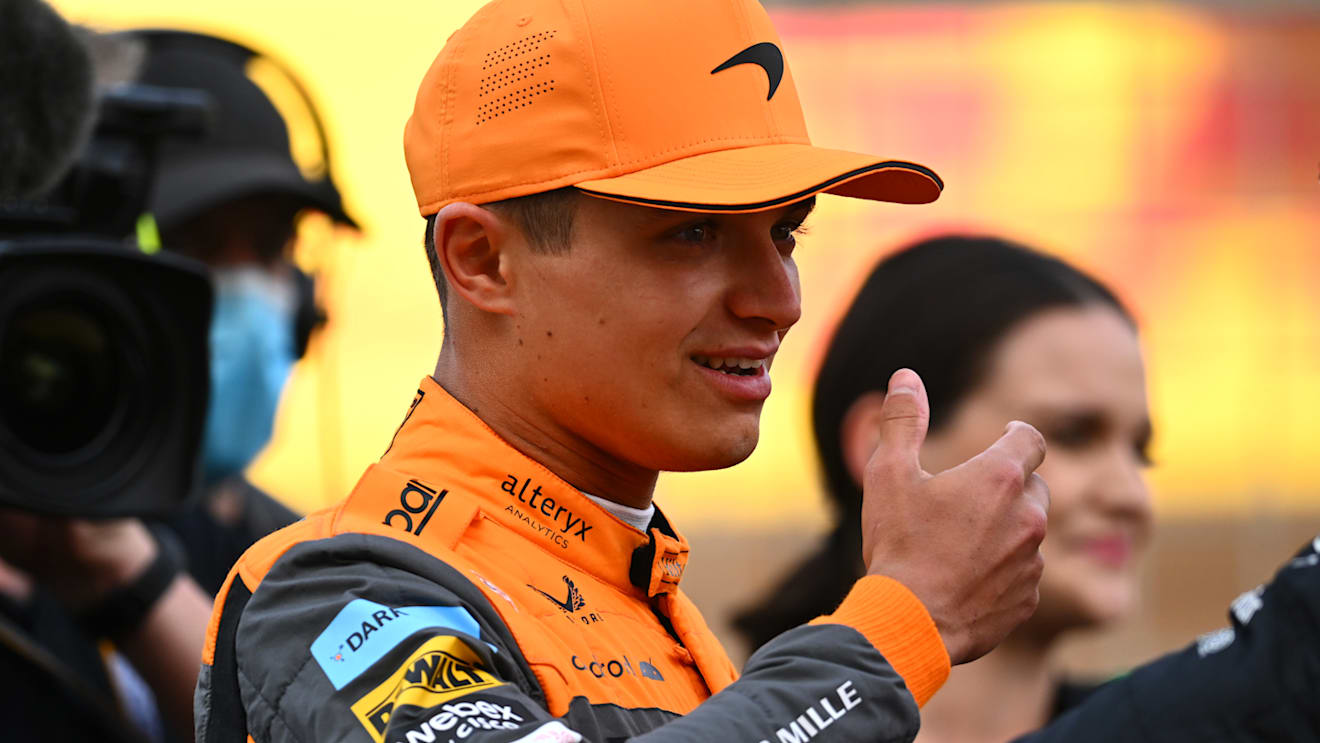 BAHRAIN, BAHRAIN - MARCH 20: Lando Norris of Great Britain and McLaren looks on prior to the F1 Grand Prix of Bahrain at Bahrain International Circuit on March 20, 2022 in Bahrain, Bahrain. (Photo by Clive Mason/Getty Images)