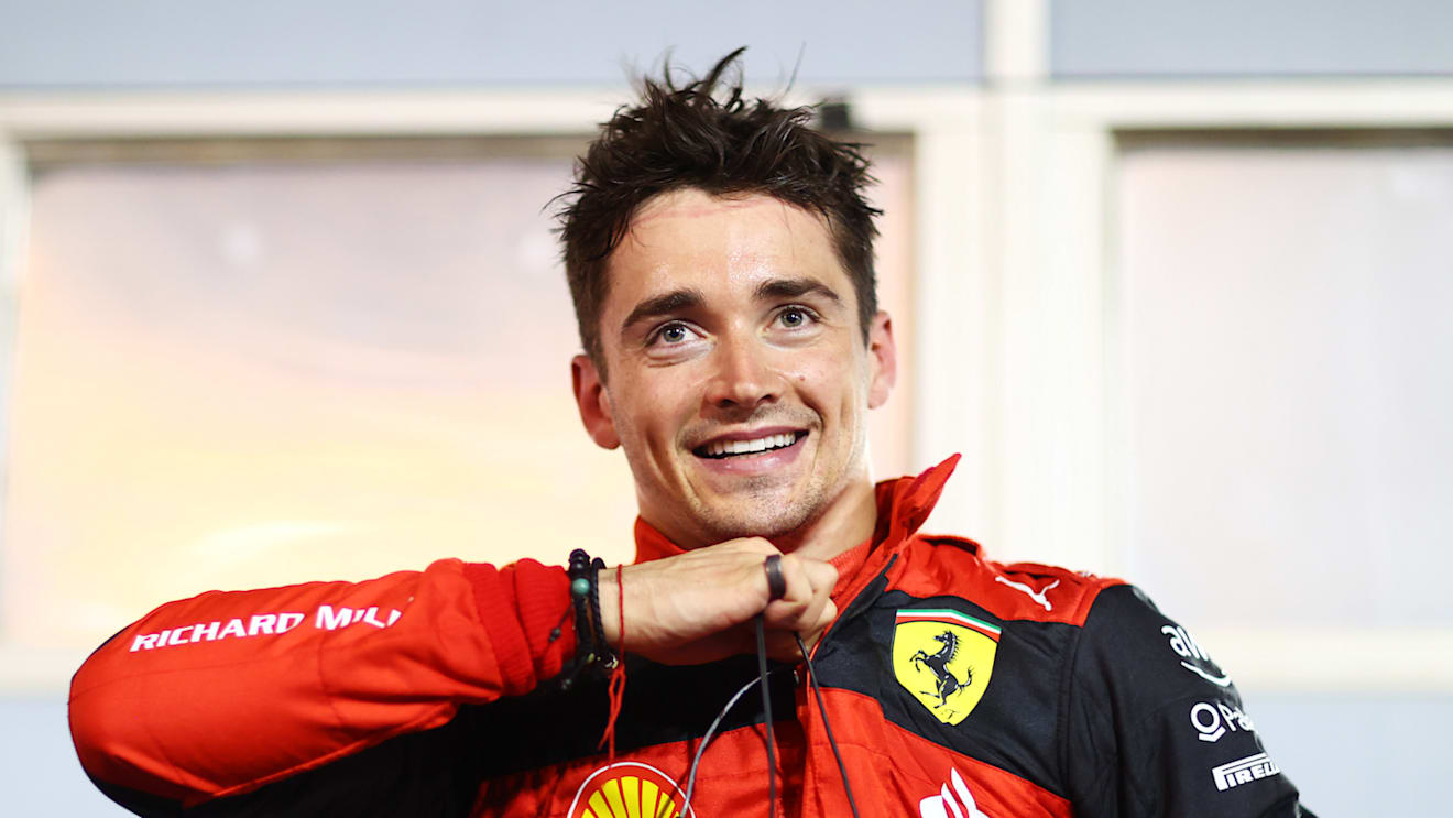 BAHRAIN, BAHRAIN - MARCH 20: Race winner Charles Leclerc of Monaco and Ferrari smiles in parc ferme during the F1 Grand Prix of Bahrain at Bahrain International Circuit on March 20, 2022 in Bahrain, Bahrain. (Photo by Dan Istitene - Formula 1/Formula 1 via Getty Images)