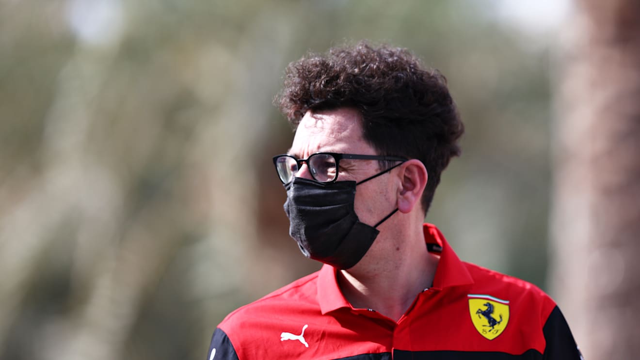 BAHRAIN, BAHRAIN - MARCH 11: Scuderia Ferrari Team Principal Mattia Binotto walks in the Paddock during Day Two of F1 Testing at Bahrain International Circuit on March 11, 2022 in Bahrain, Bahrain. (Photo by Lars Baron/Getty Images)