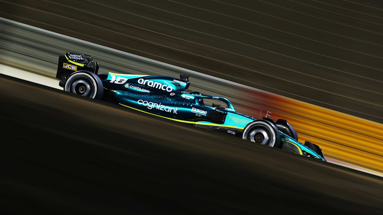 BAHRAIN, BAHRAIN - MARCH 11: Lance Stroll of Canada driving the (18) Aston Martin AMR22 Mercedes on track during Day Two of F1 Testing at Bahrain International Circuit on March 11, 2022 in Bahrain, Bahrain. (Photo by Lars Baron/Getty Images)