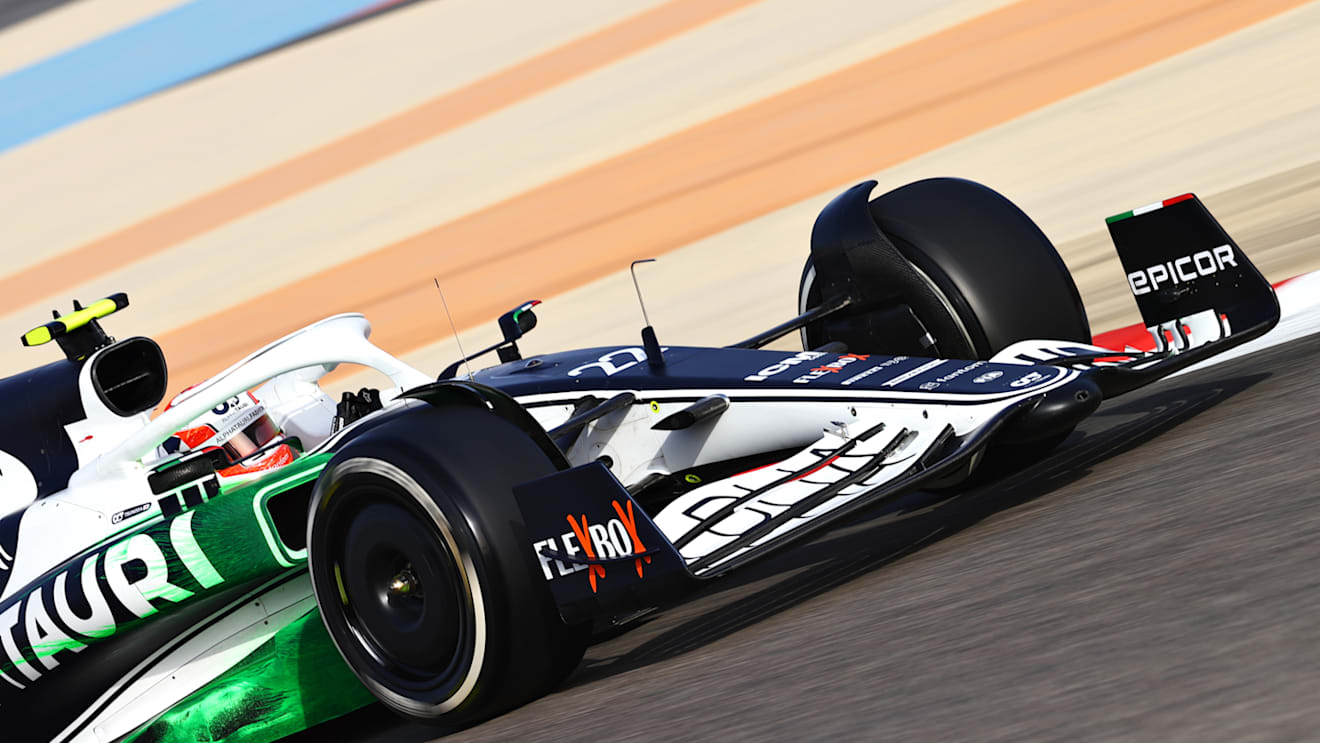BAHRAIN, BAHRAIN - MARCH 12: Yuki Tsunoda of Japan driving the (22) Scuderia AlphaTauri AT03 on track during Day Three of F1 Testing at Bahrain International Circuit on March 12, 2022 in Bahrain, Bahrain. (Photo by Dan Istitene - Formula 1/Formula 1 via Getty Images)