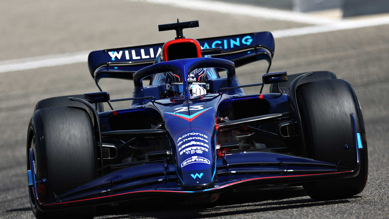BAHRAIN, BAHRAIN - MARCH 10: Alexander Albon of Thailand driving the (23) Williams FW44 Mercedes  during Day One of F1 Testing at Bahrain International Circuit on March 10, 2022 in Bahrain, Bahrain. (Photo by Lars Baron/Getty Images)