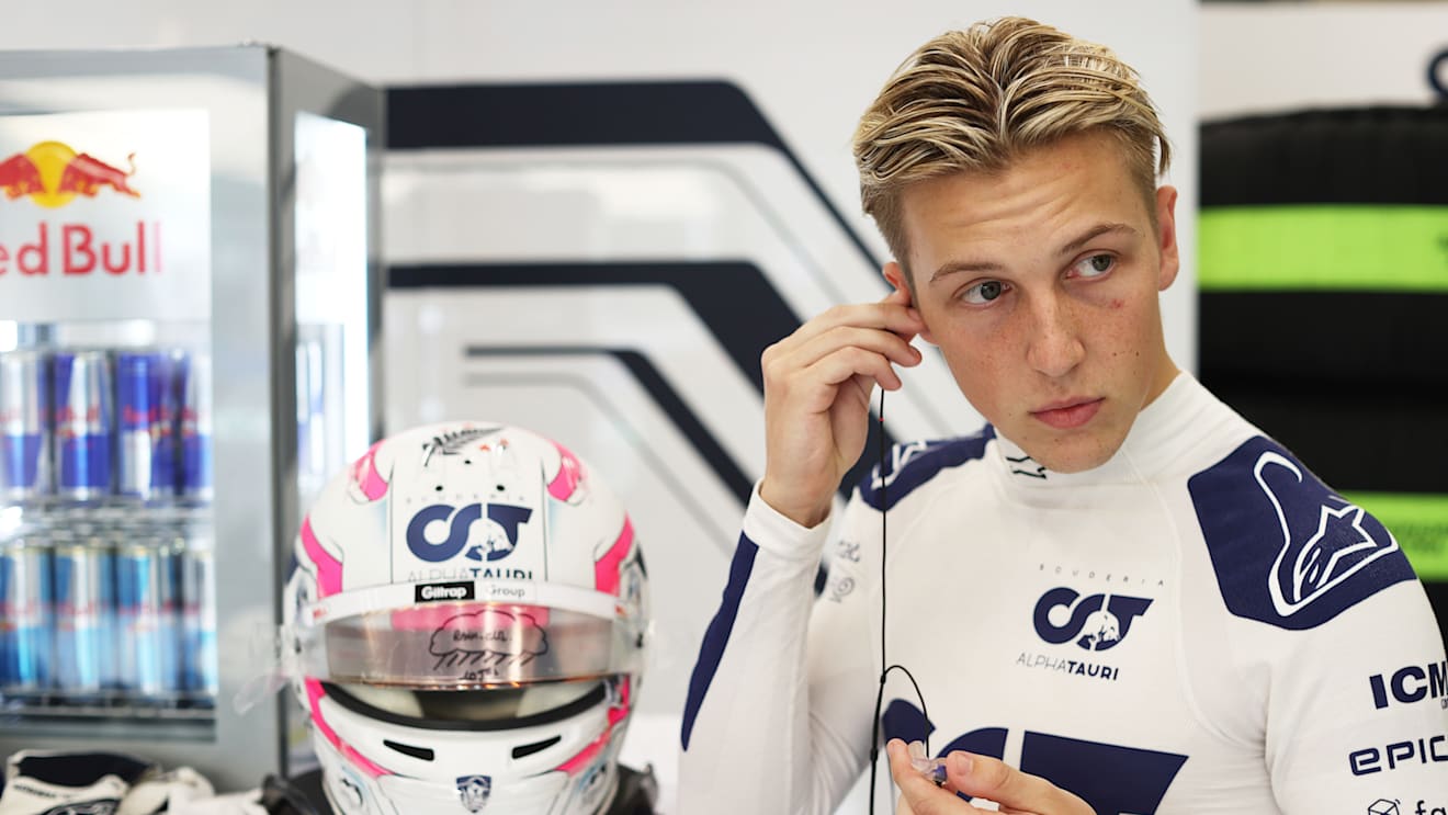 SPA, BELGIUM - AUGUST 26: Liam Lawson of New Zealand and Scuderia AlphaTauri prepares to drive in the garage during practice ahead of the F1 Grand Prix of Belgium at Circuit de Spa-Francorchamps on August 26, 2022 in Spa, Belgium. (Photo by Peter Fox/Getty Images)