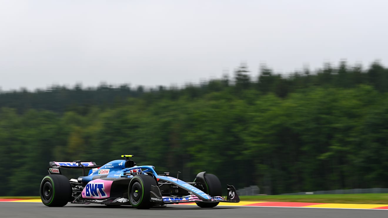 SPA, BELGIUM - AUGUST 26: Esteban Ocon of France driving the (31) Alpine F1 A522 Renault on track during practice ahead of the F1 Grand Prix of Belgium at Circuit de Spa-Francorchamps on August 26, 2022 in Spa, Belgium. (Photo by Dan Mullan/Getty Images)