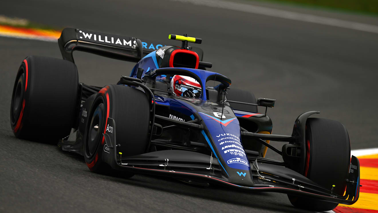 SPA, BELGIUM - AUGUST 26: Nicholas Latifi of Canada driving the (6) Williams FW44 Mercedes on track during practice ahead of the F1 Grand Prix of Belgium at Circuit de Spa-Francorchamps on August 26, 2022 in Spa, Belgium. (Photo by Dan Mullan/Getty Images)