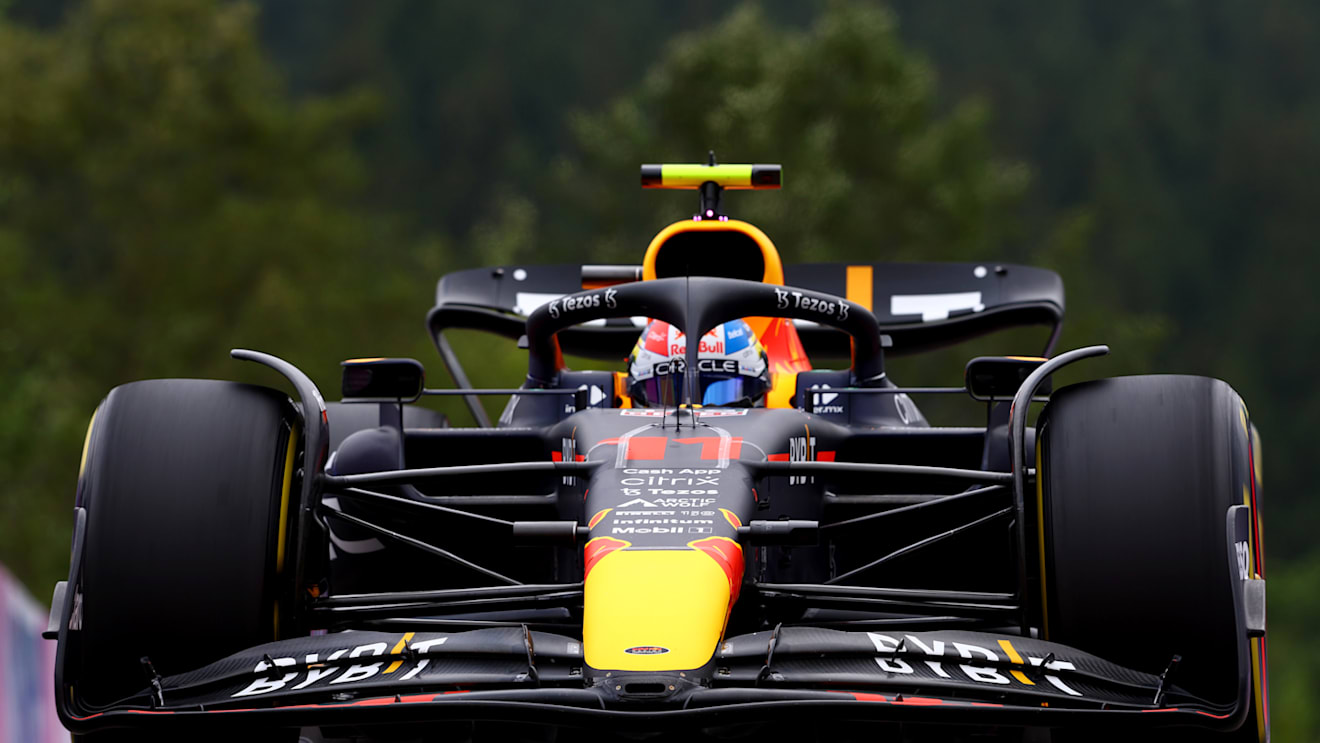 SPA, BELGIUM - AUGUST 26: Sergio Perez of Mexico driving the (11) Oracle Red Bull Racing RB18 on track during practice ahead of the F1 Grand Prix of Belgium at Circuit de Spa-Francorchamps on August 26, 2022 in Spa, Belgium. (Photo by Mark Thompson/Getty Images)