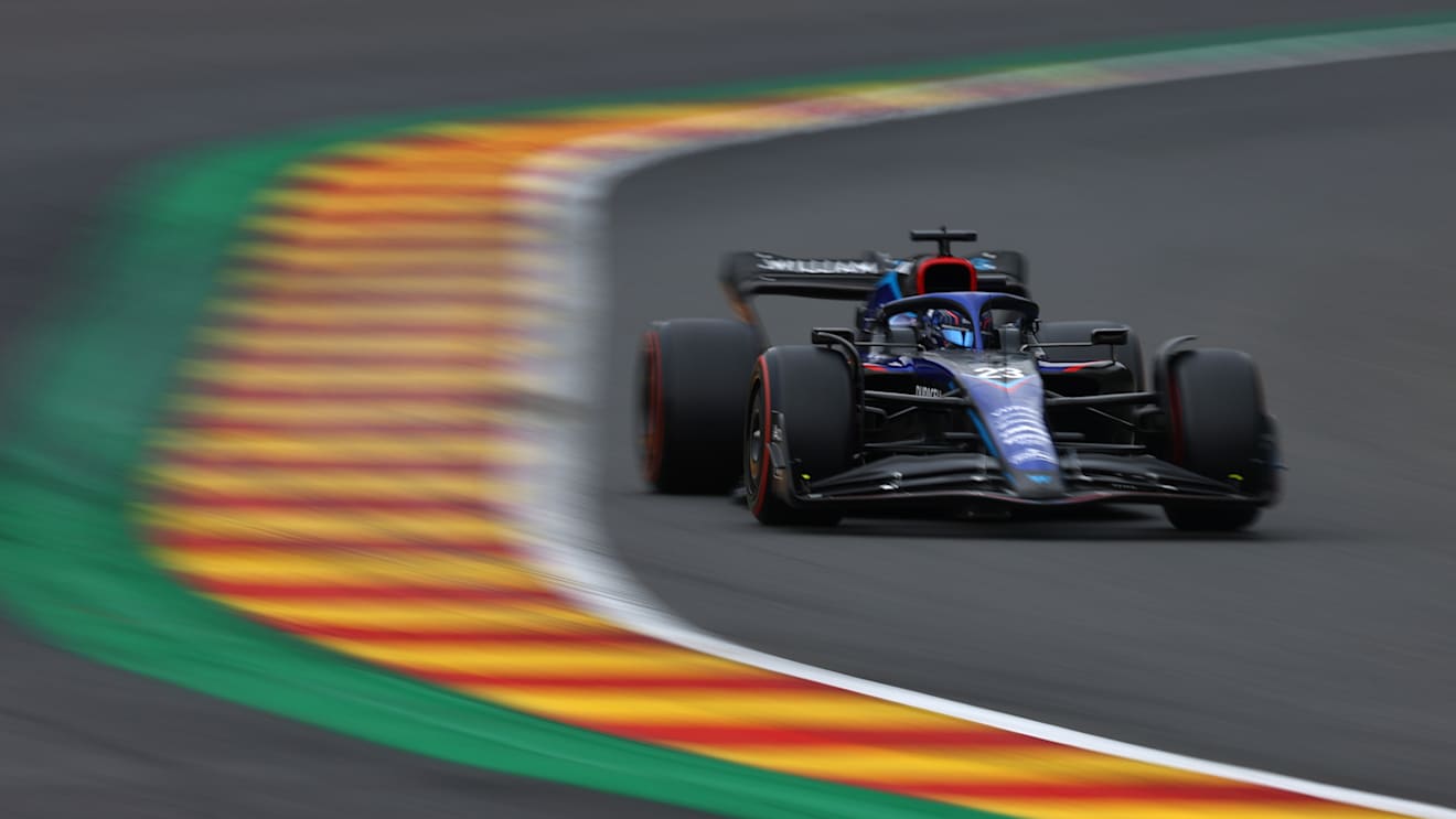 SPA, BELGIUM - AUGUST 27: Alexander Albon of Thailand driving the (23) Williams FW44 Mercedes on track during qualifying ahead of the F1 Grand Prix of Belgium at Circuit de Spa-Francorchamps on August 27, 2022 in Spa, Belgium. (Photo by Lars Baron - Formula 1/Formula 1 via Getty Images)