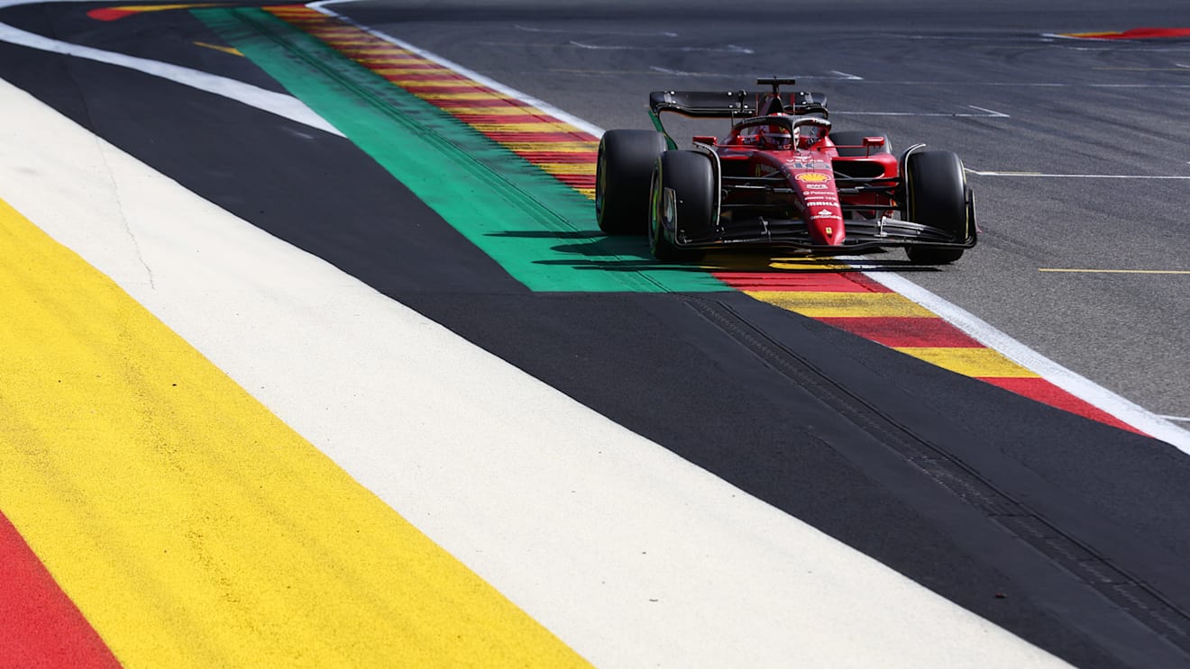 SPA, BELGIUM - AUGUST 28: Charles Leclerc of Monaco driving the (16) Ferrari F1-75 on track during the F1 Grand Prix of Belgium at Circuit de Spa-Francorchamps on August 28, 2022 in Spa, Belgium. (Photo by Mark Thompson/Getty Images)