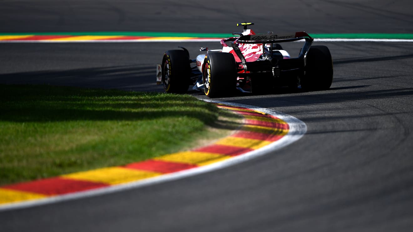 SPA, BELGIUM - AUGUST 28: Zhou Guanyu of China driving the (24) Alfa Romeo F1 C42 Ferrari on track during the F1 Grand Prix of Belgium at Circuit de Spa-Francorchamps on August 28, 2022 in Spa, Belgium. (Photo by Rudy Carezzevoli/Getty Images)
