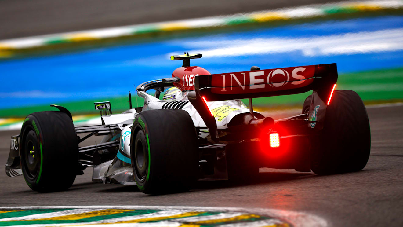 SAO PAULO, BRAZIL - NOVEMBER 11: Lewis Hamilton of Great Britain driving the (44) Mercedes AMG Petronas F1 Team W13 on track during qualifying ahead of the F1 Grand Prix of Brazil at Autodromo Jose Carlos Pace on November 11, 2022 in Sao Paulo, Brazil. (Photo by Jared C. Tilton/Getty Images)