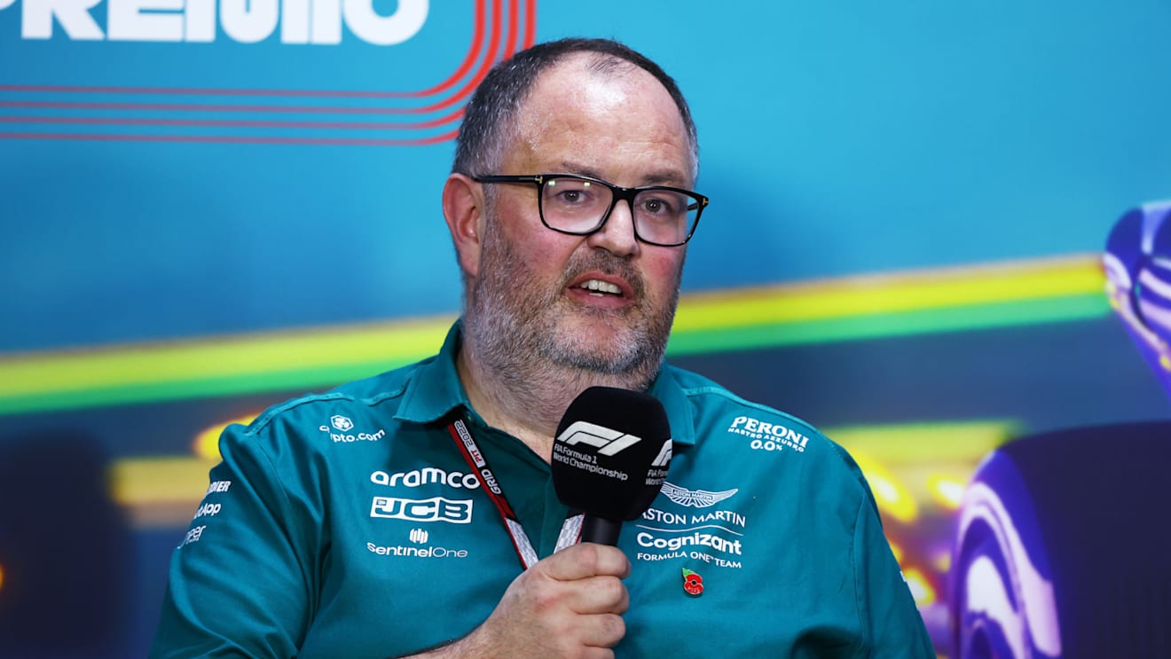 SAO PAULO, BRAZIL - NOVEMBER 12: Tom McCullough, Performance Director at Aston Martin F1 attends a press conference prior to practice ahead of the F1 Grand Prix of Brazil at Autodromo Jose Carlos Pace on November 12, 2022 in Sao Paulo, Brazil. (Photo by Bryn Lennon/Getty Images)