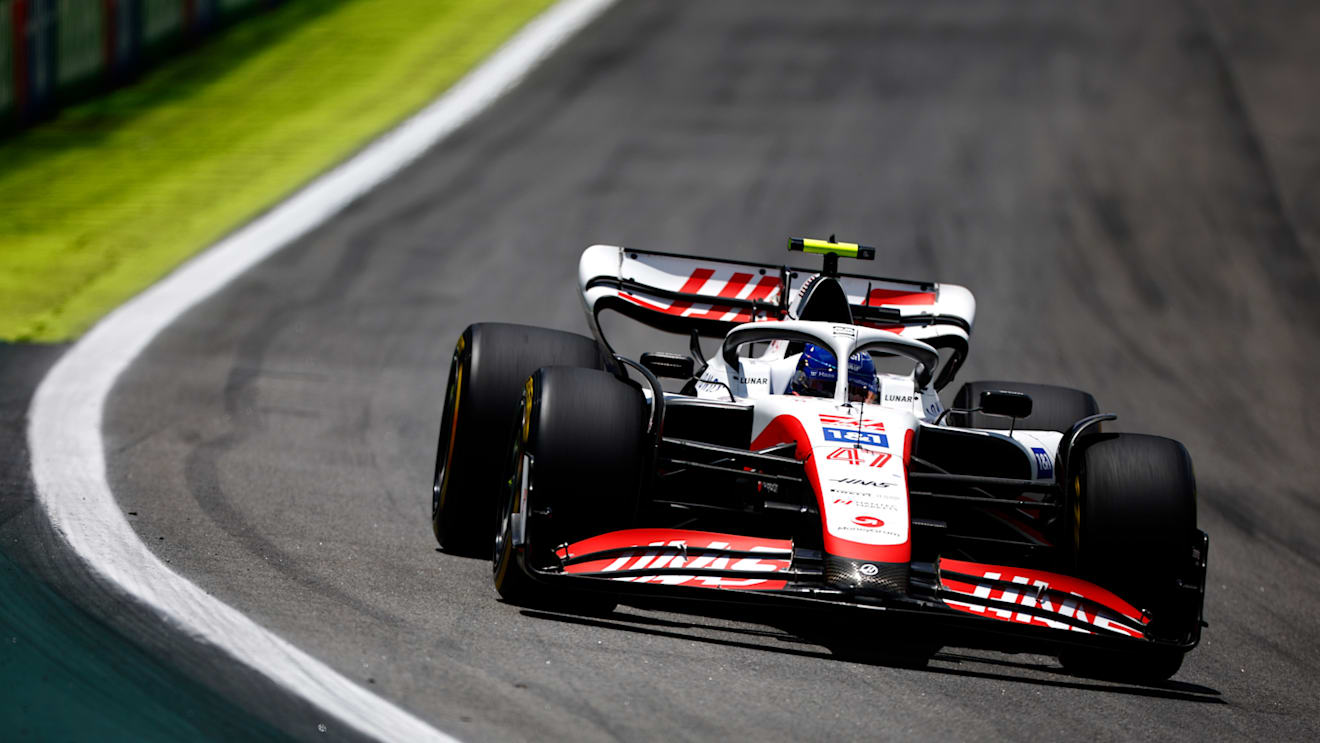 SAO PAULO, BRAZIL - NOVEMBER 12: Mick Schumacher of Germany driving the (47) Haas F1 VF-22 Ferrari on track during practice ahead of the F1 Grand Prix of Brazil at Autodromo Jose Carlos Pace on November 12, 2022 in Sao Paulo, Brazil. (Photo by Chris Graythen/Getty Images)