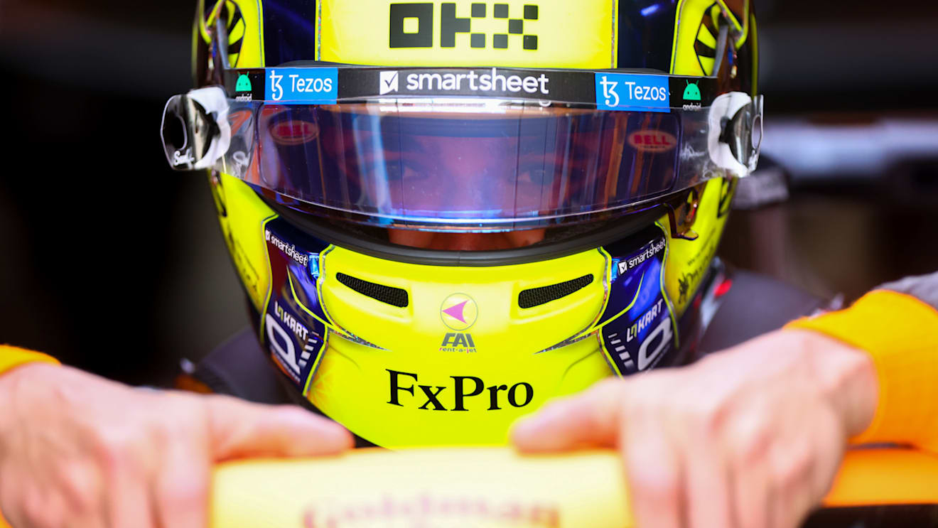 SAO PAULO, BRAZIL - NOVEMBER 12: Lando Norris of Great Britain and McLaren prepares to drive in the garage during practice ahead of the F1 Grand Prix of Brazil at Autodromo Jose Carlos Pace on November 12, 2022 in Sao Paulo, Brazil. (Photo by Dan Istitene - Formula 1/Formula 1 via Getty Images)