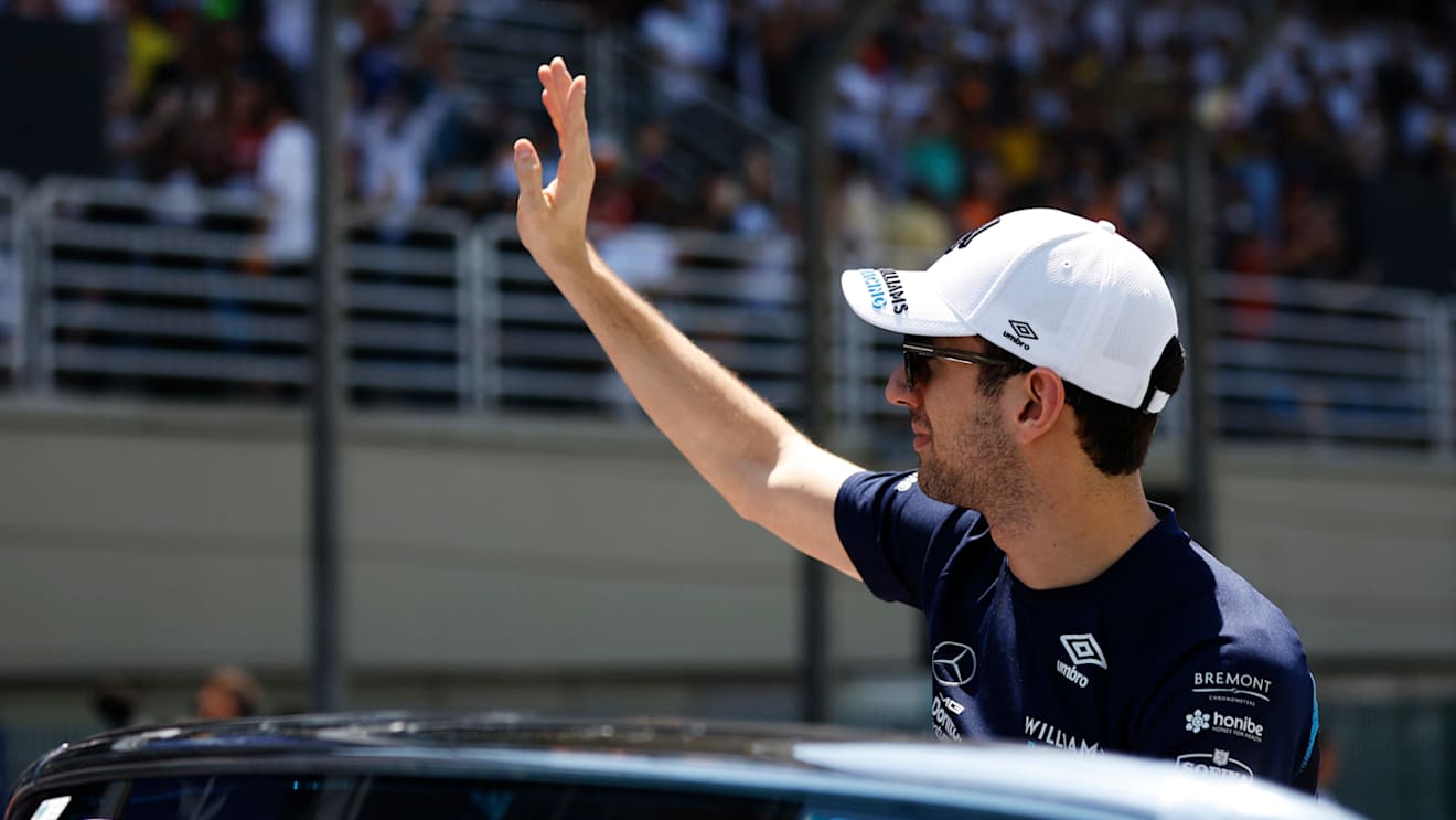 SAO PAULO, BRAZIL - NOVEMBER 13: Nicholas Latifi of Canada and Williams waves to the crowd on the drivers parade prior to the F1 Grand Prix of Brazil at Autodromo Jose Carlos Pace on November 13, 2022 in Sao Paulo, Brazil. (Photo by Jared C. Tilton/Getty Images)