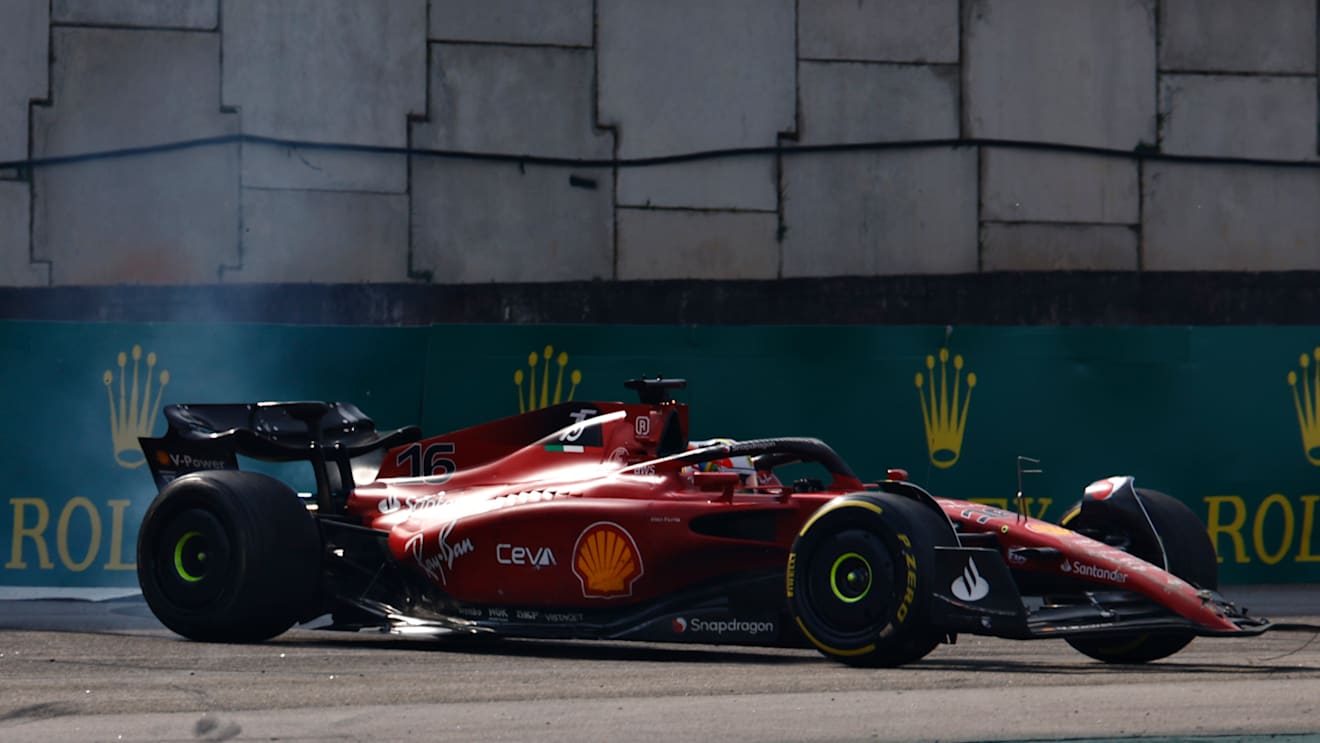 SAO PAULO, BRAZIL - NOVEMBER 13: Charles Leclerc of Monaco driving the (16) Ferrari F1-75 spins during the F1 Grand Prix of Brazil at Autodromo Jose Carlos Pace on November 13, 2022 in Sao Paulo, Brazil. (Photo by Jared C. Tilton/Getty Images)
