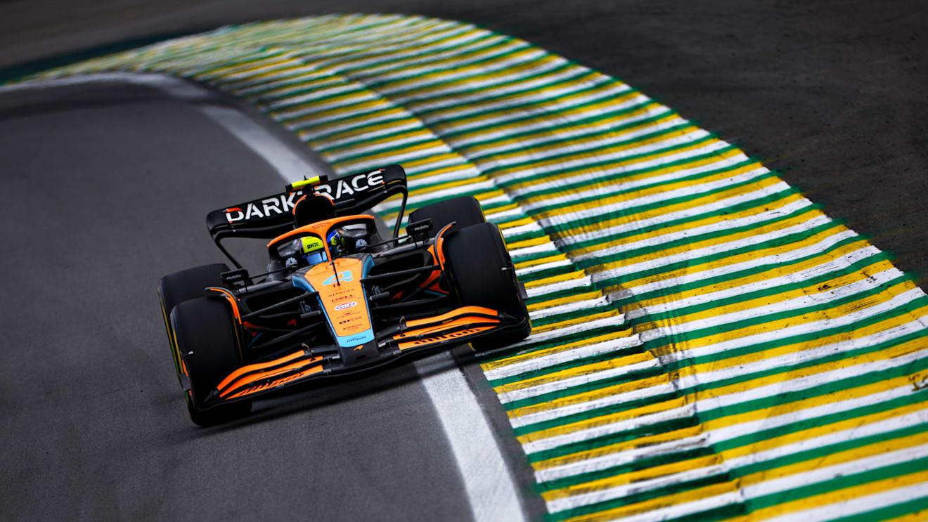 SAO PAULO, BRAZIL - NOVEMBER 13: Lando Norris of Great Britain driving the (4) McLaren MCL36 Mercedes on track during the F1 Grand Prix of Brazil at Autodromo Jose Carlos Pace on November 13, 2022 in Sao Paulo, Brazil. (Photo by Jared C. Tilton/Getty Images)