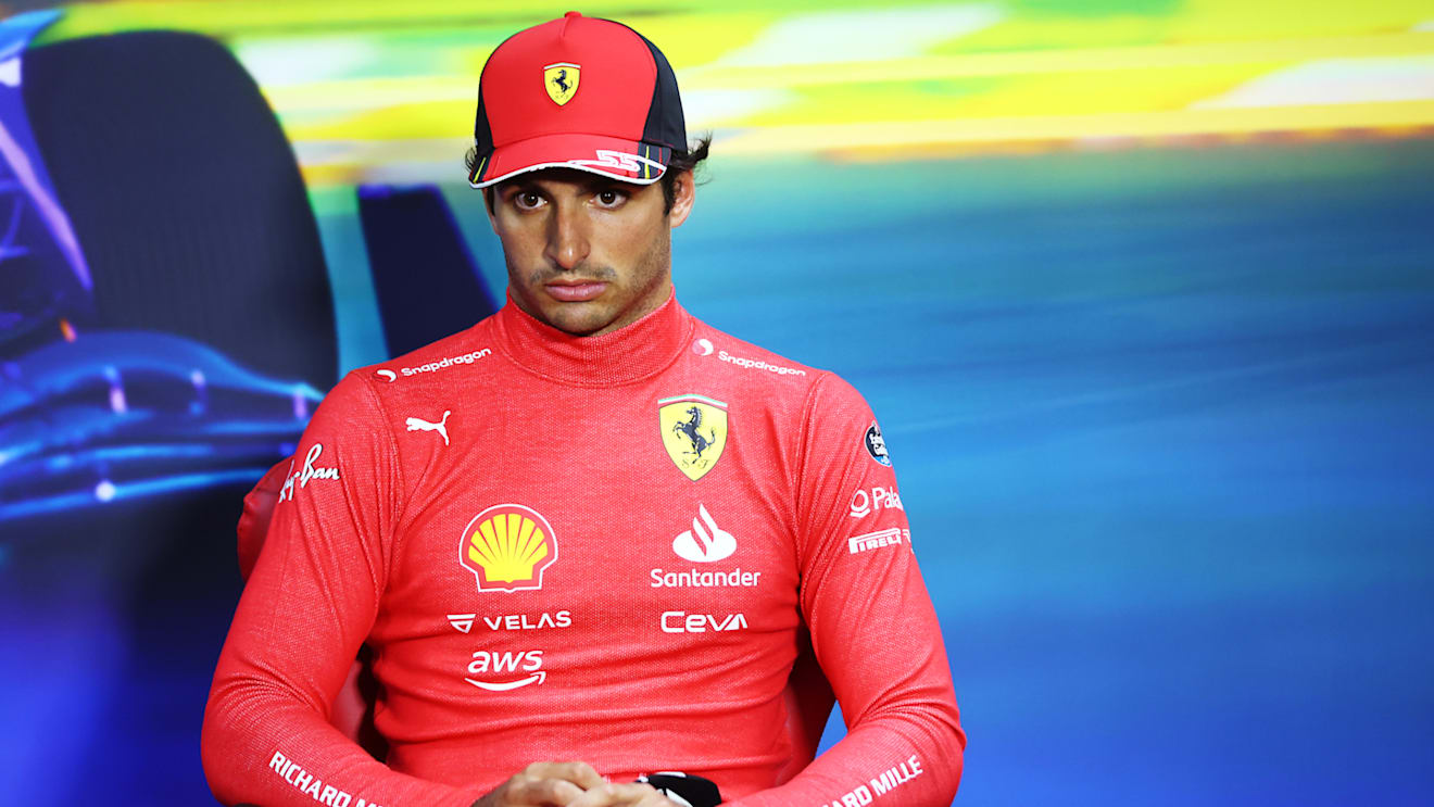 SAO PAULO, BRAZIL - NOVEMBER 13: Third placed Carlos Sainz of Spain and Ferrari attend the press conference after the F1 Grand Prix of Brazil at Autodromo Jose Carlos Pace on November 13, 2022 in Sao Paulo, Brazil. (Photo by Dan Istitene/Getty Images)