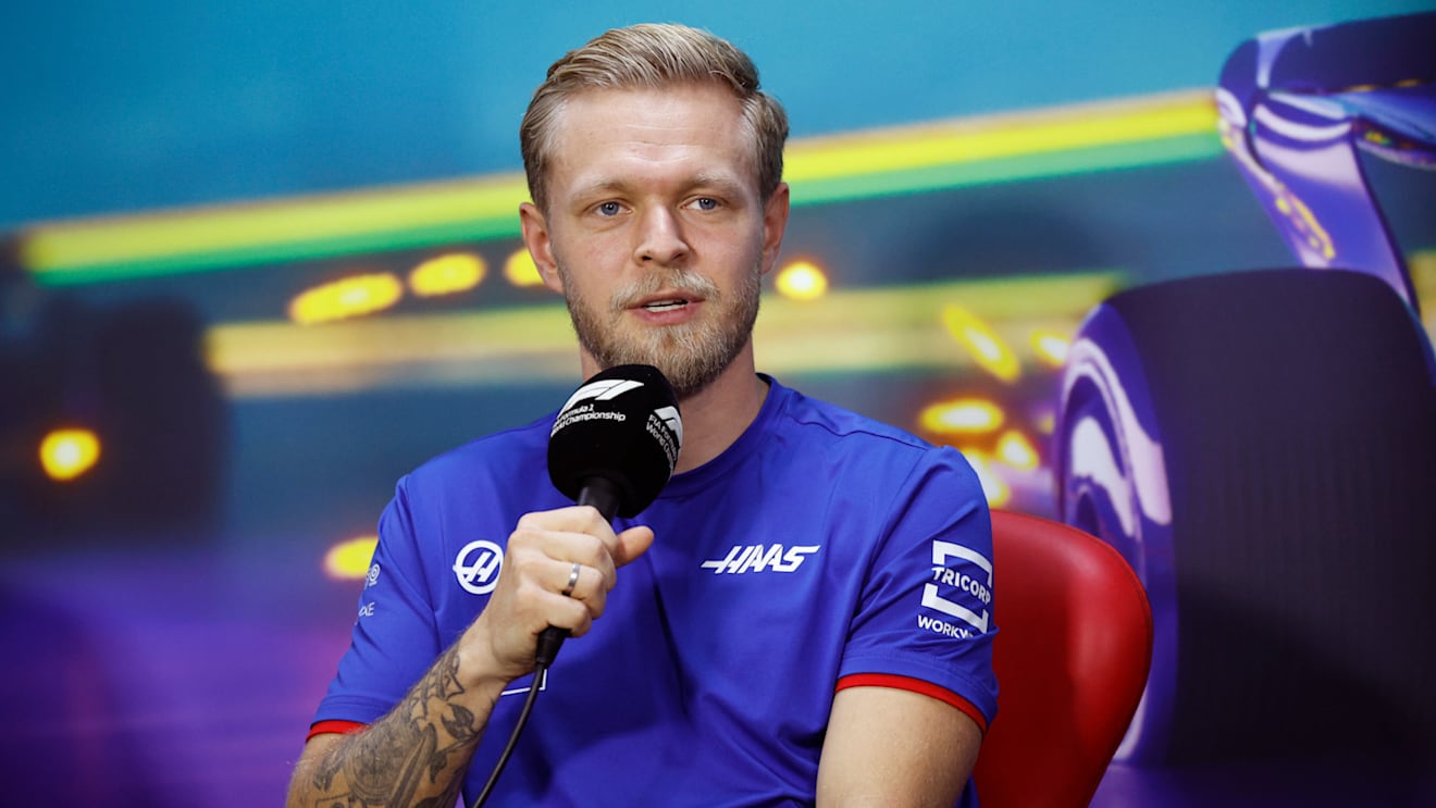 SAO PAULO, BRAZIL - NOVEMBER 10: Kevin Magnussen of Denmark and Haas F1 attends the Drivers Press Conference during previews ahead of the F1 Grand Prix of Brazil at Autodromo Jose Carlos Pace on November 10, 2022 in Sao Paulo, Brazil. (Photo by Jared C. Tilton/Getty Images)