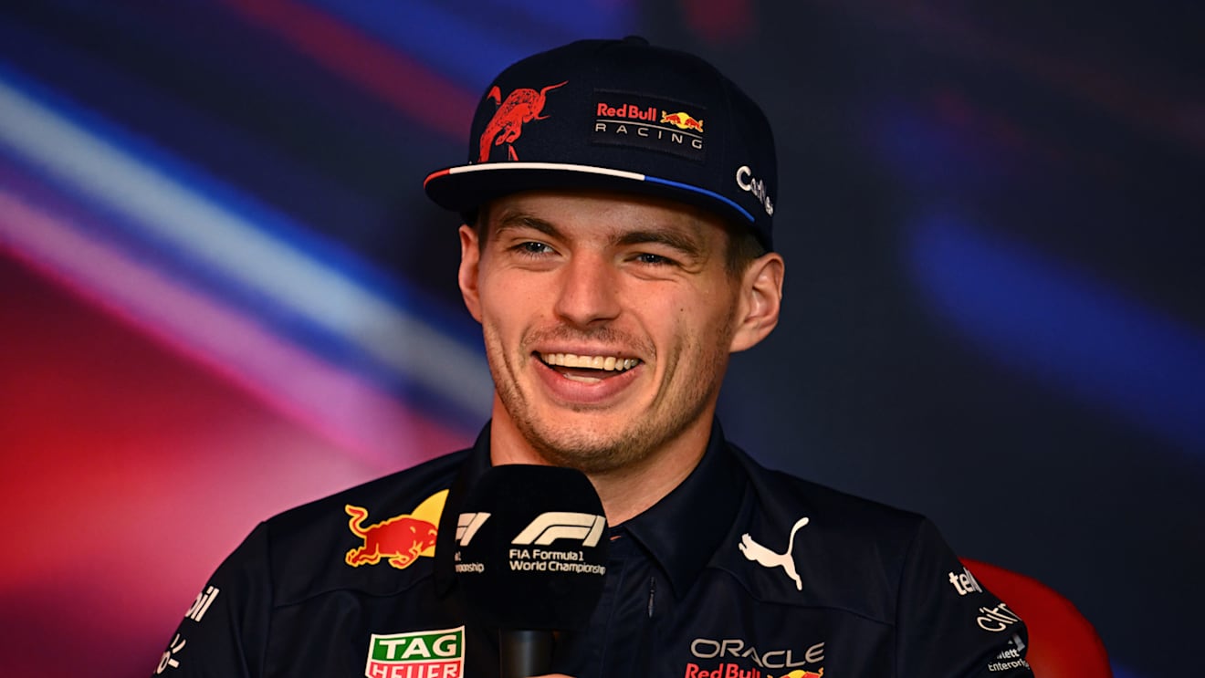 MONTREAL, QUEBEC - JUNE 17: Max Verstappen of the Netherlands and Oracle Red Bull Racing talks in the Drivers Press Conference prior to practice ahead of the F1 Grand Prix of Canada at Circuit Gilles Villeneuve on June 17, 2022 in Montreal, Quebec. (Photo by Clive Mason/Getty Images)