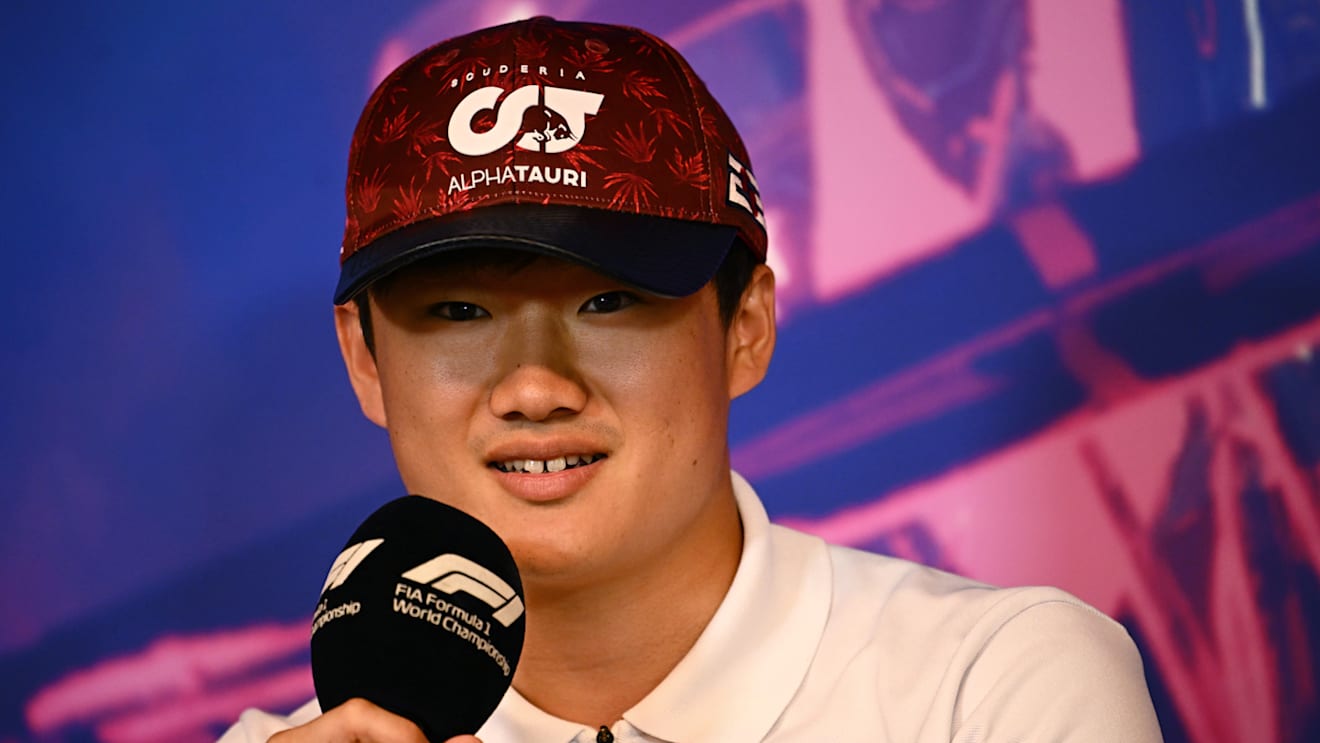 MONTREAL, QUEBEC - JUNE 17: Yuki Tsunoda of Japan and Scuderia AlphaTauri talks in the Drivers Press Conference prior to practice ahead of the F1 Grand Prix of Canada at Circuit Gilles Villeneuve on June 17, 2022 in Montreal, Quebec. (Photo by Clive Mason/Getty Images)