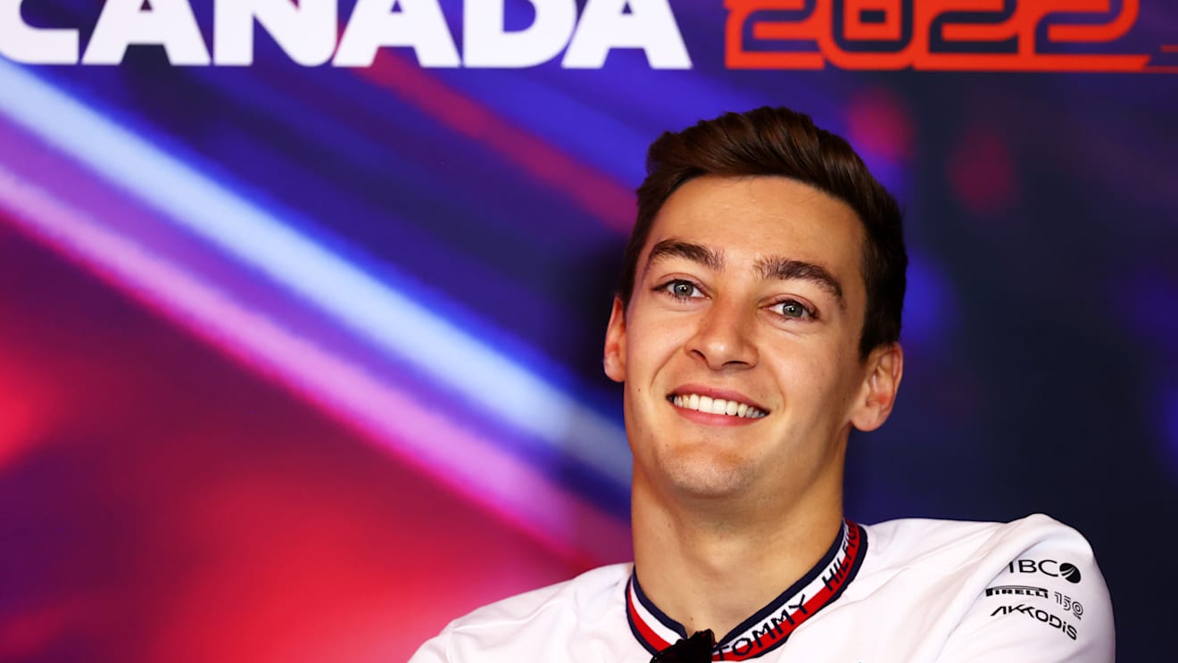 MONTREAL, QUEBEC - JUNE 17: George Russell of Great Britain and Mercedes looks on in the Drivers Press Conference prior to practice ahead of the F1 Grand Prix of Canada at Circuit Gilles Villeneuve on June 17, 2022 in Montreal, Quebec. (Photo by Dan Istitene/Getty Images)