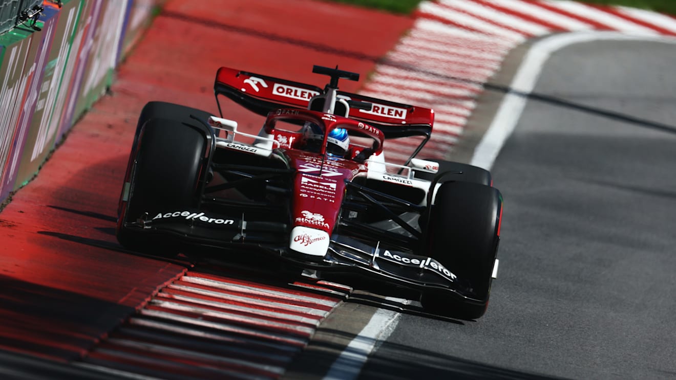 MONTREAL, QUEBEC - JUNE 17: Valtteri Bottas of Finland driving the (77) Alfa Romeo F1 C42 Ferrari on track during practice ahead of the F1 Grand Prix of Canada at Circuit Gilles Villeneuve on June 17, 2022 in Montreal, Quebec. (Photo by Clive Rose/Getty Images)