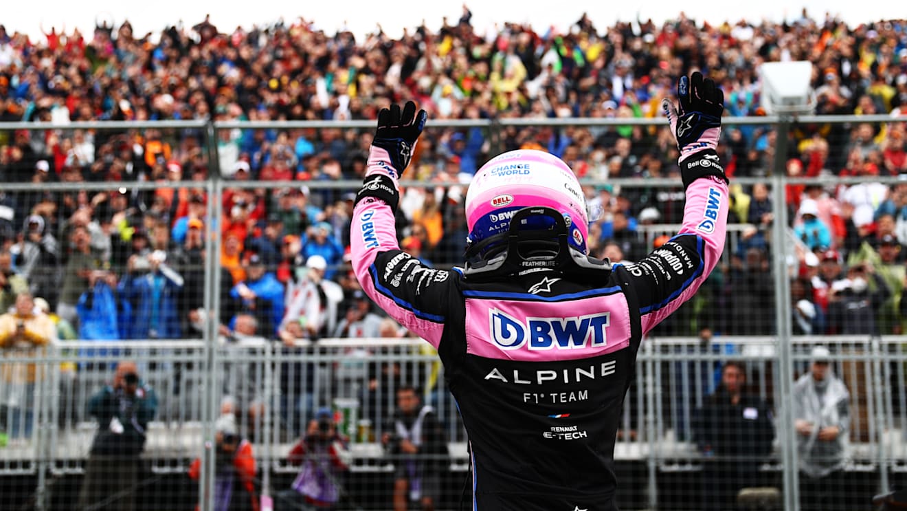 MONTREAL, QUEBEC - JUNE 18: Second placed qualifier Fernando Alonso of Spain and Alpine F1 celebrates in parc ferme during qualifying ahead of the F1 Grand Prix of Canada at Circuit Gilles Villeneuve on June 18, 2022 in Montreal, Quebec. (Photo by Dan Istitene - Formula 1/Formula 1 via Getty Images)