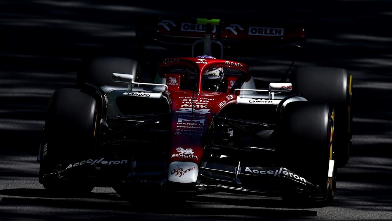 MONTREAL, QUEBEC - JUNE 19: Zhou Guanyu of China driving the (24) Alfa Romeo F1 C42 Ferrari on track during the F1 Grand Prix of Canada at Circuit Gilles Villeneuve on June 19, 2022 in Montreal, Quebec. (Photo by Lars Baron - Formula 1/Formula 1 via Getty Images)