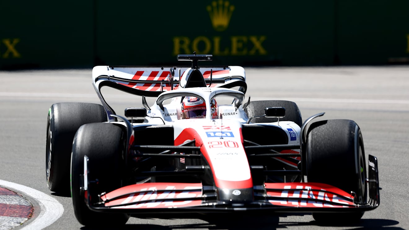 MONTREAL, QUEBEC - JUNE 19: Kevin Magnussen of Denmark driving the (20) Haas F1 VF-22 Ferrari on track during the F1 Grand Prix of Canada at Circuit Gilles Villeneuve on June 19, 2022 in Montreal, Quebec. (Photo by Clive Rose/Getty Images)