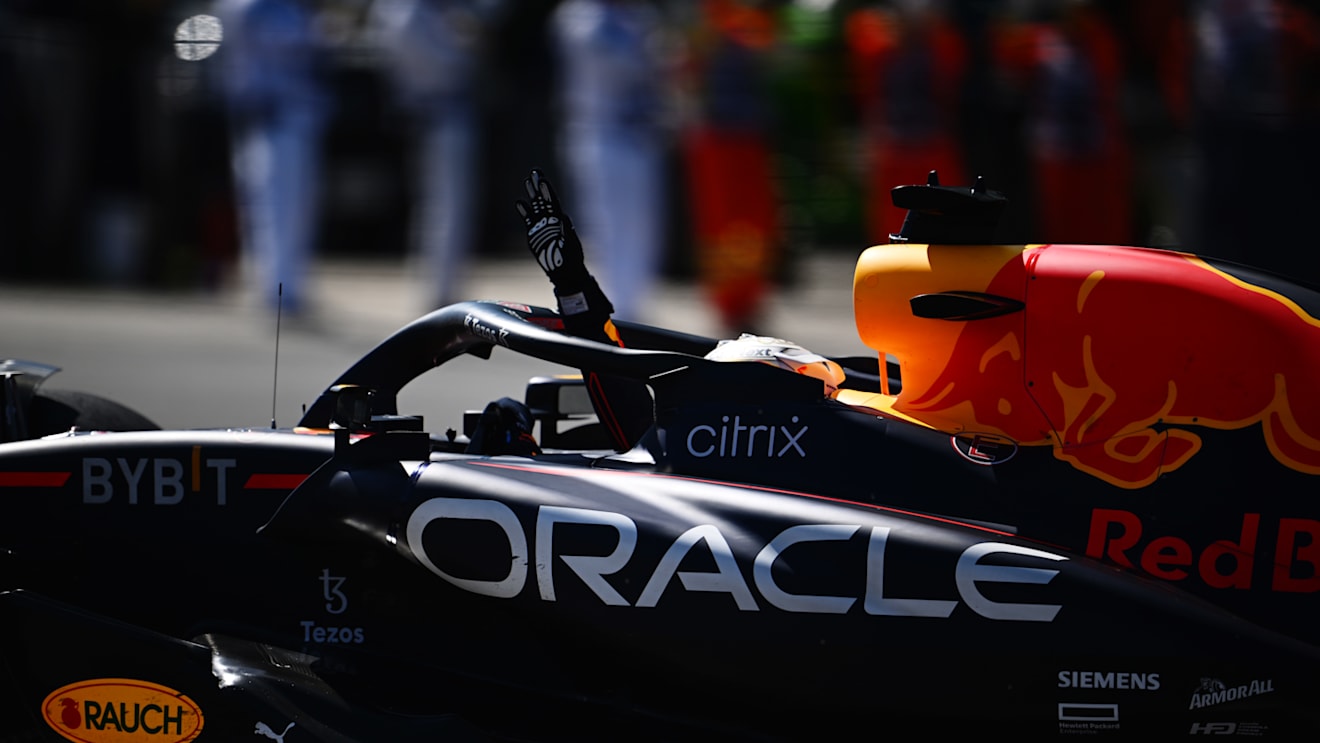MONTREAL, QUEBEC - JUNE 19: Race winner Max Verstappen of the Netherlands and Oracle Red Bull Racing celebrates in parc ferme during the F1 Grand Prix of Canada at Circuit Gilles Villeneuve on June 19, 2022 in Montreal, Quebec. (Photo by Clive Mason/Getty Images)
