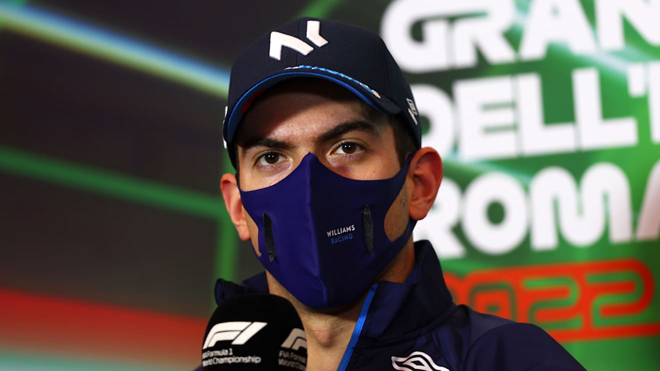 IMOLA, ITALY - APRIL 22: Nicholas Latifi of Canada and Williams talks in the Drivers Press Conference prior to practice ahead of the F1 Grand Prix of Emilia Romagna at Autodromo Enzo e Dino Ferrari on April 22, 2022 in Imola, Italy. (Photo by Lars Baron/Getty Images)