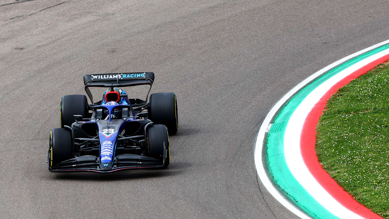 IMOLA, ITALY - APRIL 23: Alexander Albon of Thailand driving the (23) Williams FW44 Mercedes on track during practice ahead of the F1 Grand Prix of Emilia Romagna at Autodromo Enzo e Dino Ferrari on April 23, 2022 in Imola, Italy. (Photo by Mark Thompson/Getty Images)