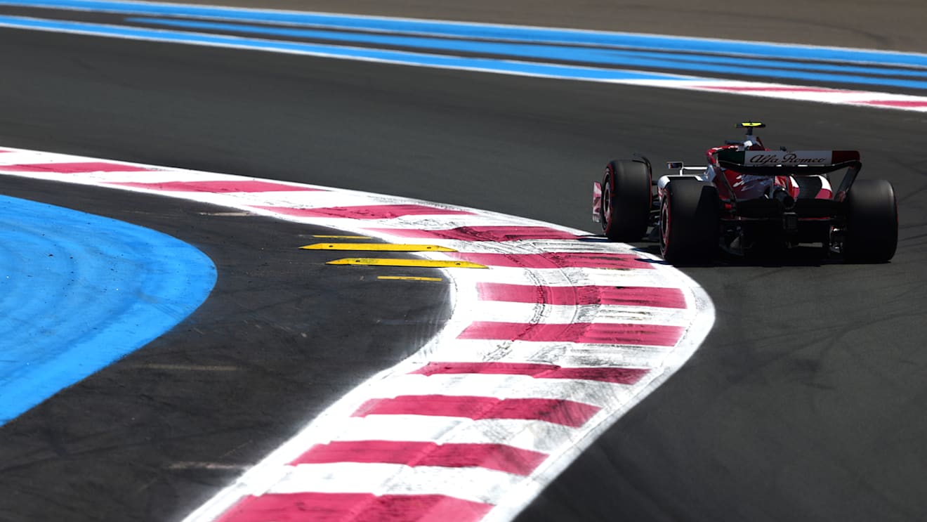 LE CASTELLET, FRANCE - JULY 22: Zhou Guanyu of China driving the (24) Alfa Romeo F1 C42 Ferrari on track during practice ahead of the F1 Grand Prix of France at Circuit Paul Ricard on July 22, 2022 in Le Castellet, France. (Photo by Bryn Lennon - Formula 1/Formula 1 via Getty Images)