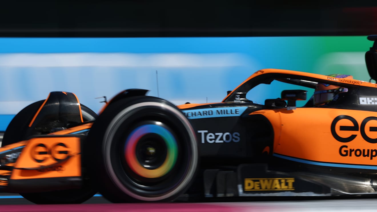 LE CASTELLET, FRANCE - JULY 22: Daniel Ricciardo of Australia driving the (3) McLaren MCL36 Mercedes on track during practice ahead of the F1 Grand Prix of France at Circuit Paul Ricard on July 22, 2022 in Le Castellet, France. (Photo by Bryn Lennon - Formula 1/Formula 1 via Getty Images)