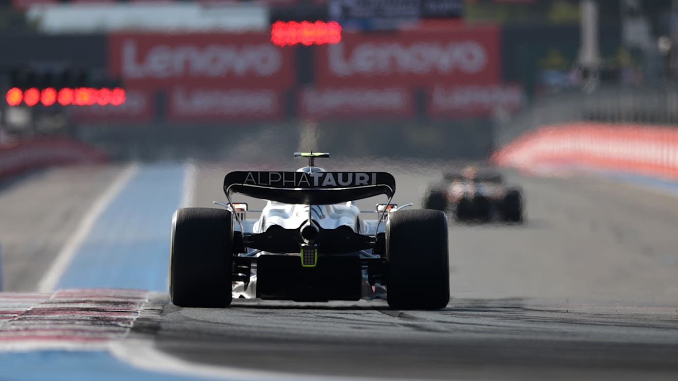 LE CASTELLET, FRANCE - JULY 22: Yuki Tsunoda of Japan driving the (22) Scuderia AlphaTauri AT03 on track during practice ahead of the F1 Grand Prix of France at Circuit Paul Ricard on July 22, 2022 in Le Castellet, France. (Photo by Peter Fox/Getty Images)