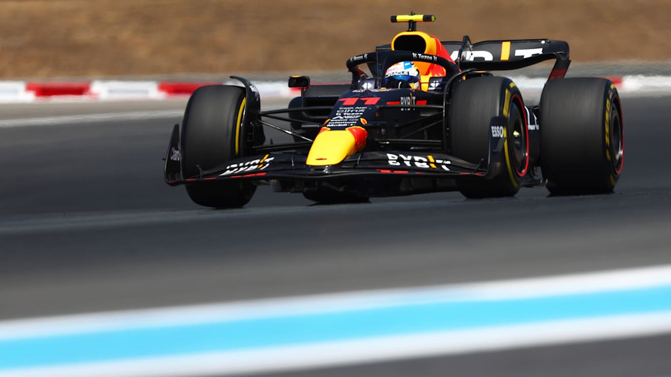 LE CASTELLET, FRANCE - JULY 24: Sergio Perez of Mexico driving the (11) Oracle Red Bull Racing RB18 on track during the F1 Grand Prix of France at Circuit Paul Ricard on July 24, 2022 in Le Castellet, France. (Photo by Bryn Lennon - Formula 1/Formula 1 via Getty Images)