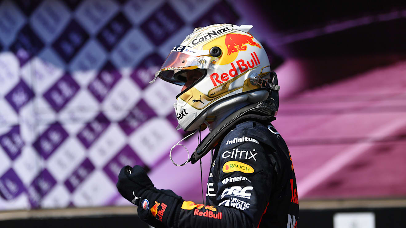 LE CASTELLET, FRANCE - JULY 24: Race winner Max Verstappen of the Netherlands and Oracle Red Bull Racing celebrates in parc ferme during the F1 Grand Prix of France at Circuit Paul Ricard on July 24, 2022 in Le Castellet, France. (Photo by Dan Mullan/Getty Images)