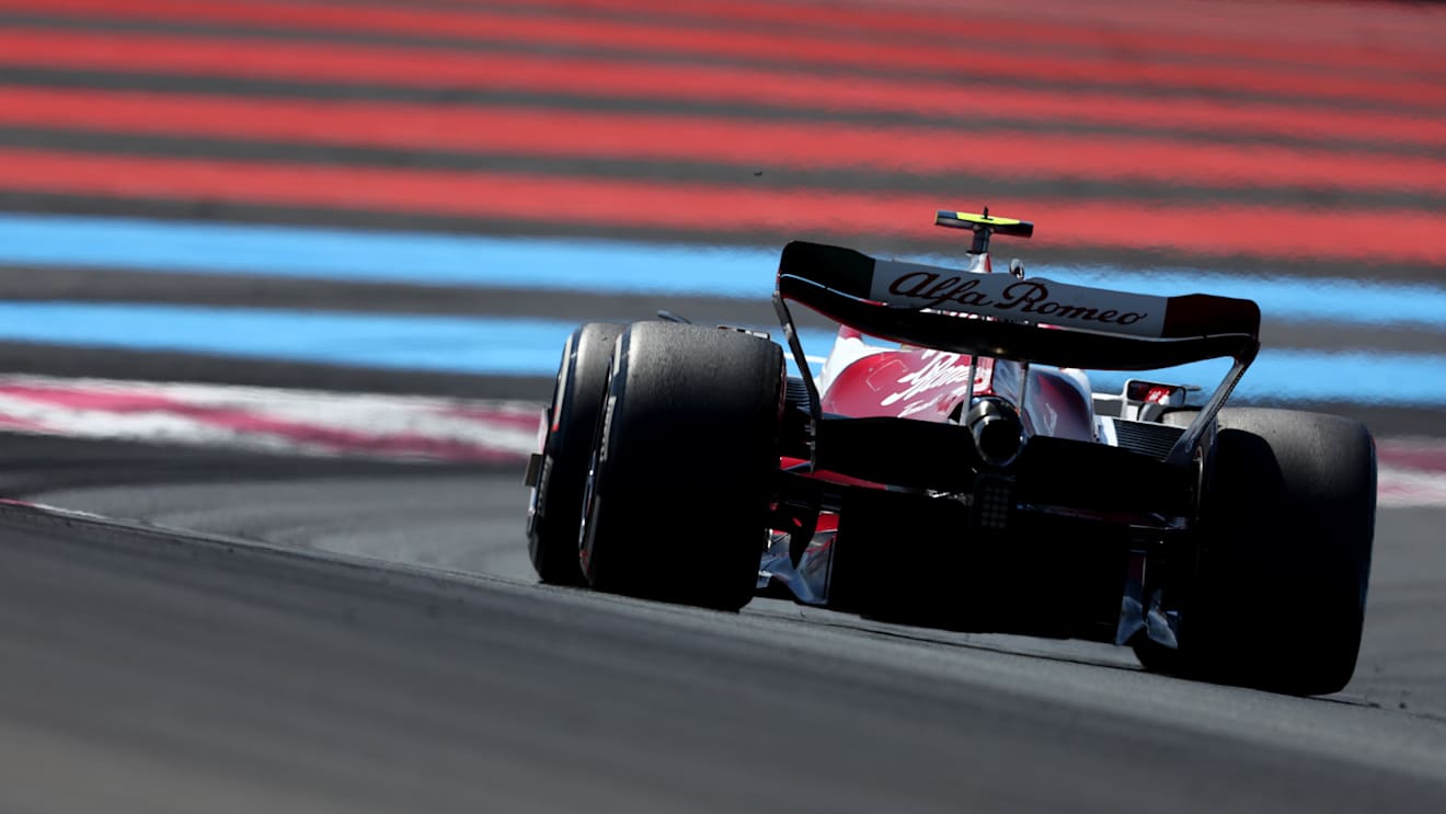 LE CASTELLET, FRANCE - JULY 24: Zhou Guanyu of China driving the (24) Alfa Romeo F1 C42 Ferrari on track during the F1 Grand Prix of France at Circuit Paul Ricard on July 24, 2022 in Le Castellet, France. (Photo by Clive Rose/Getty Images)