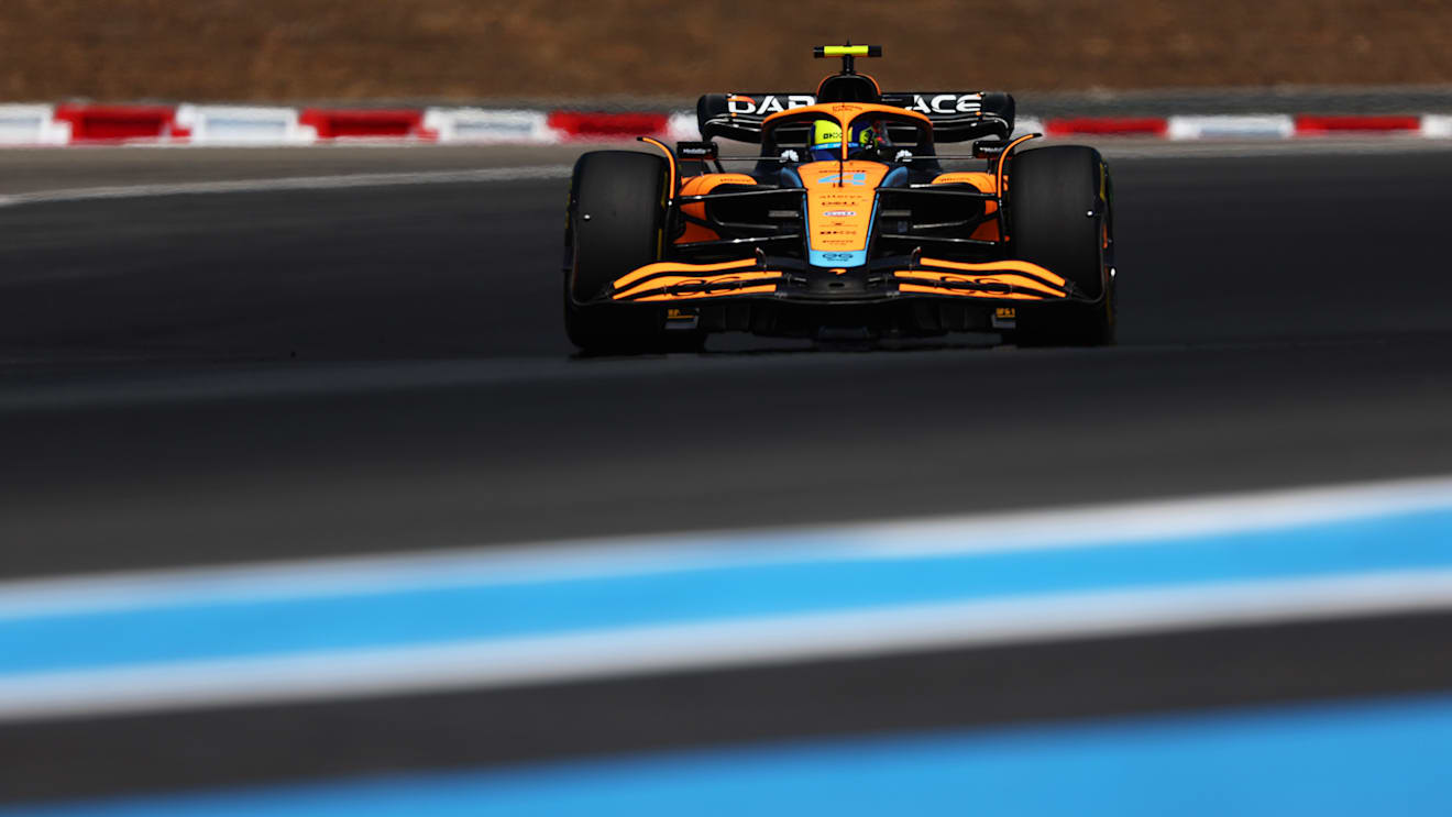 LE CASTELLET, FRANCE - JULY 24: Lando Norris of Great Britain driving the (4) McLaren MCL36 Mercedes on track during the F1 Grand Prix of France at Circuit Paul Ricard on July 24, 2022 in Le Castellet, France. (Photo by Bryn Lennon - Formula 1/Formula 1 via Getty Images)